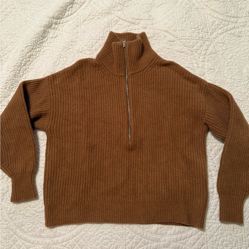Everlane Brown Half-Zip Sweater